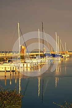 The boats moored in the port of Rimini, Italy