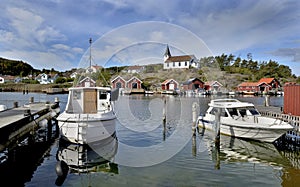 boats moored in the port of a small swedish fishing town Molle