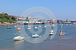 Boats moored on the River Teign in Devon