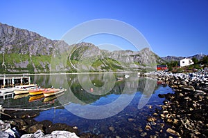 Boats moored in Senja Bay