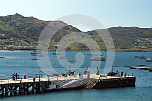 Boats moored in Simon`s Town