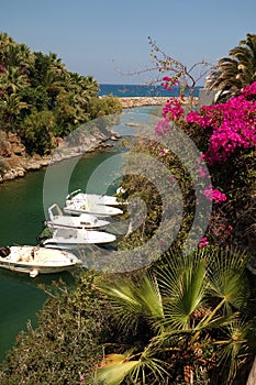 Boats moored in Sissi Bay