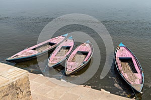 Boats on the Ganges River, Varanasi, India