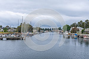 Boats mooring at Moyne river at Port Fairy, Australia