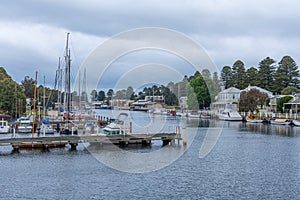 Boats mooring at Moyne river at Port Fairy, Australia