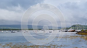 Boats at moorings in Tobermory bay