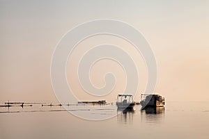 Boats in the morning hours at Asker beach Bahrain photo