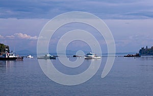 Boats on Ocean at Bar Harbor Maine photo