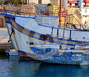 Boats at old Kyrenia Harbour and Medieval Castle in Cyprus