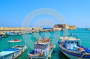 Boats in the old port of Heraklion, Crete island