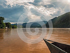 Boats over the Huallaga river in Peru