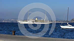 Yacht on the sea in the evening. Sea calm. photo