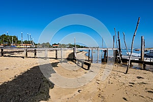 boats and oysters farms near Le Phare du Cap Ferret France,