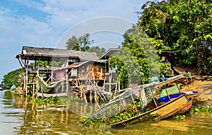 Boats on the Pa Sak River in Ayutthaya, Thailand