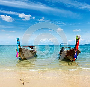 Boats on paradise beach, Thailand