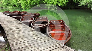 Boats parking at the boat dock in National Park Plitvice