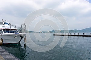 Boats parking at Sun Moon Lake in Taichung, Taiwan