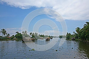 Boats passing on the Keralan Backwaters