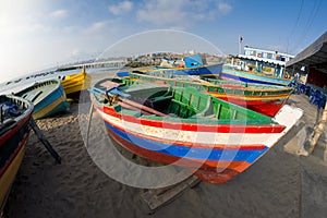 Boats at pier in Chorrillos, Peru