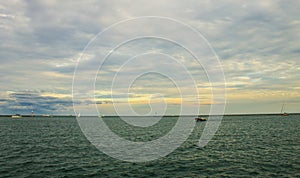 Boats and Pier in Lake Michigan