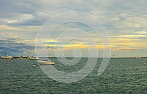 Boats and Pier in Lake Michigan