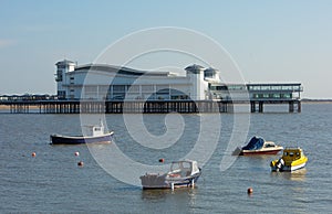 Boats and Pier in Weston-super-Mare bay Somerset