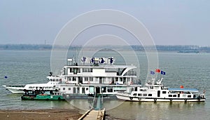 Boats at a pier in Yangtze River, China