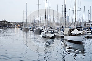 Boats in the port of Barcelona