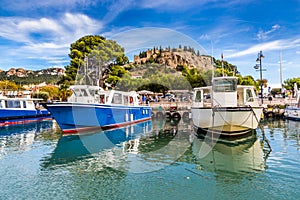 Boats In The Port And Chateau-Cassis,France