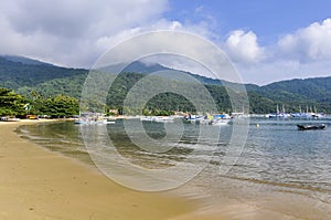 Boats in the port in Ilha Grande Island, Brazil