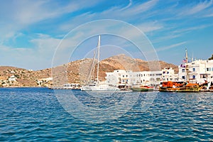 Boats at the port of Ios island, Greece