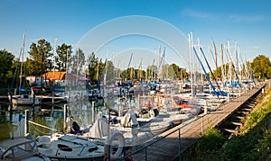 Boats in a port on Lake Balaton