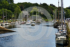 Boats at the quay in the small port of Pont-Aven in Brittany