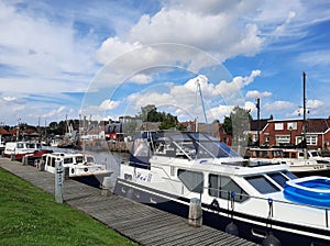 Boats in the Reitdiep harbour of Zoutkamp, the Netherlands