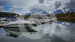 Boats on Jackson Lake