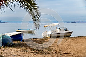 Boats Resting on Shore of Mar Menor, La Manga photo