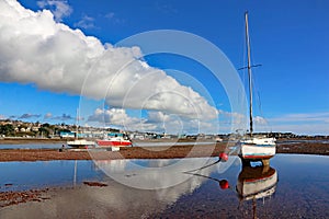 Boats on the River Teign at low tide