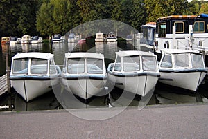 Boats, River Thames Bank, Henley-on-Thames, Oxfordshire, England.