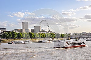 Boats on River Thames in London