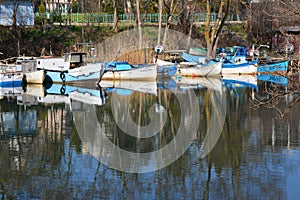 boats river trees natural outside