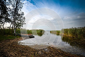 Boats at romantic lake photo