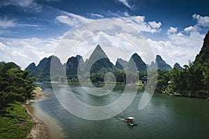 Boats sailing along the Li River