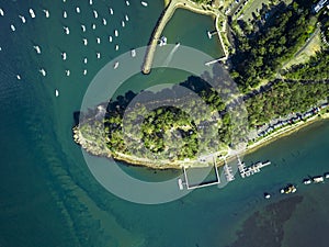 Boats sailing out of a channel in Northern Sydney, Bayview