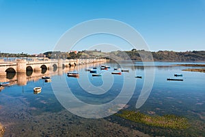 Boats in San vicente de la Barquera, coastal village in Cantabria, Spain