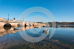 Boats in San vicente de la Barquera, coastal village in Cantabria, Spain