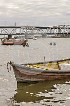 Boats at Santa Lucia River in Montevideo Uruguay