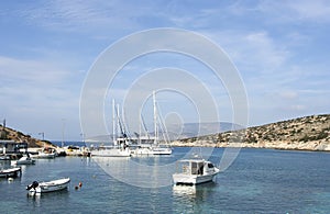 Boats in Schinoussa island marina