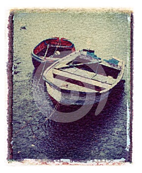 Boats sea harpour polaroid
