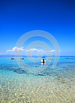 Boats in shallow water