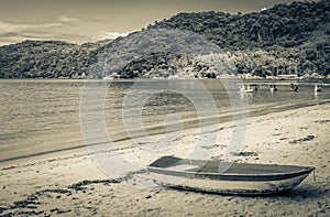 Boats ships Boat Mangrove and Pouso beach Ilha Grande Brazil